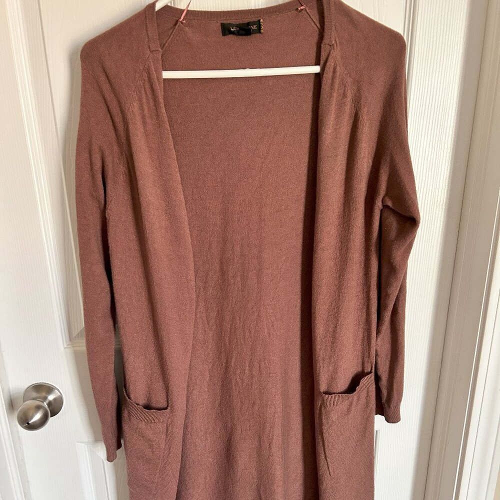 Love Tree Cozy Brown Long Open Front Cardigan